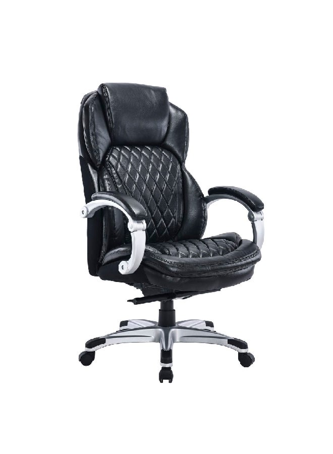 Micasa High Back Ergonomic Executive Office Chair with Wheels Black and Silver 92 x 45 x 66 cm CS-2060E - Image 2